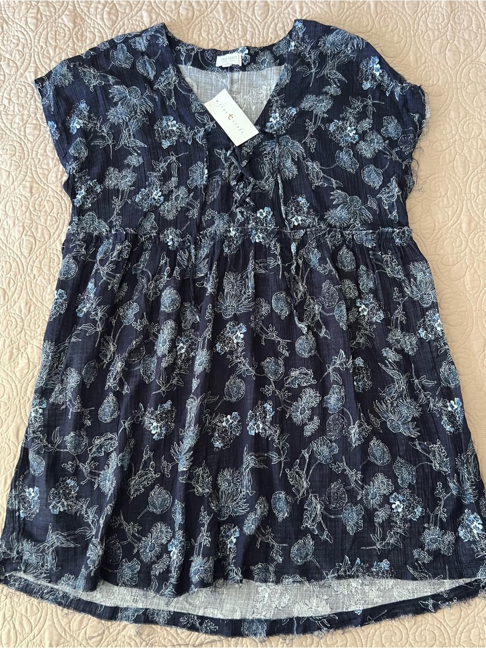 NWT True Craft Navy Floral Cotton Dress